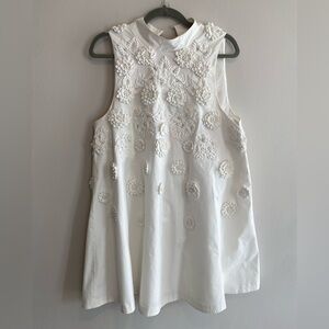 BHLDN High Neck 3D Floral Poplin Swing Mini Dress